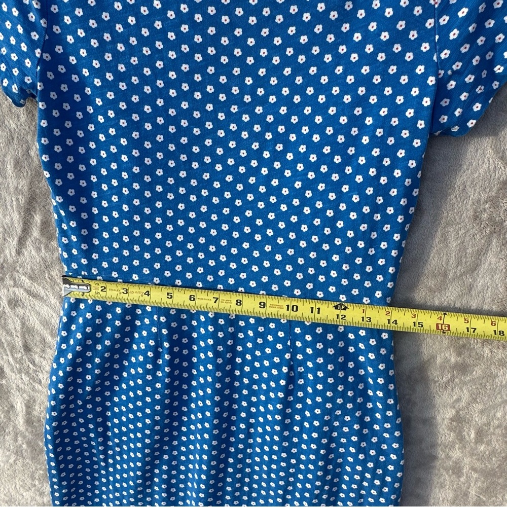Boden Daisy Print Phoebe Cotton Sheath Dress US 6 Blue Pockets Knee Length Polka - Picture 15 of 15